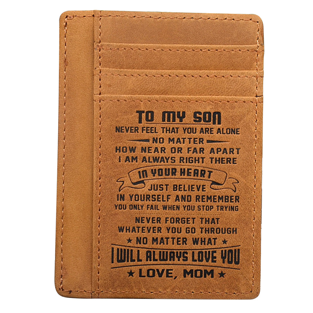 AP156 To My Son Daughter Minimalist Wallet Gift from Dad Mom RFID Blocking Cowhide Leather Front Pocket Card Bag AP156 To My Son Daughter Minimalist Wallet Gift from Dad Mom RFID Blocking Cowhide Leather Front Pocket Card Bag